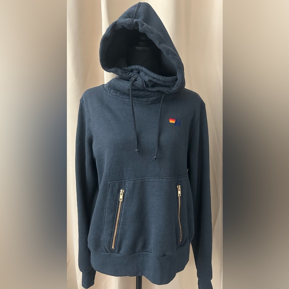 Aviator Nation Ninja Long Sleeve Pullover Hoodie Sweatshirt Navy Blue Small - Picture 2 of 7